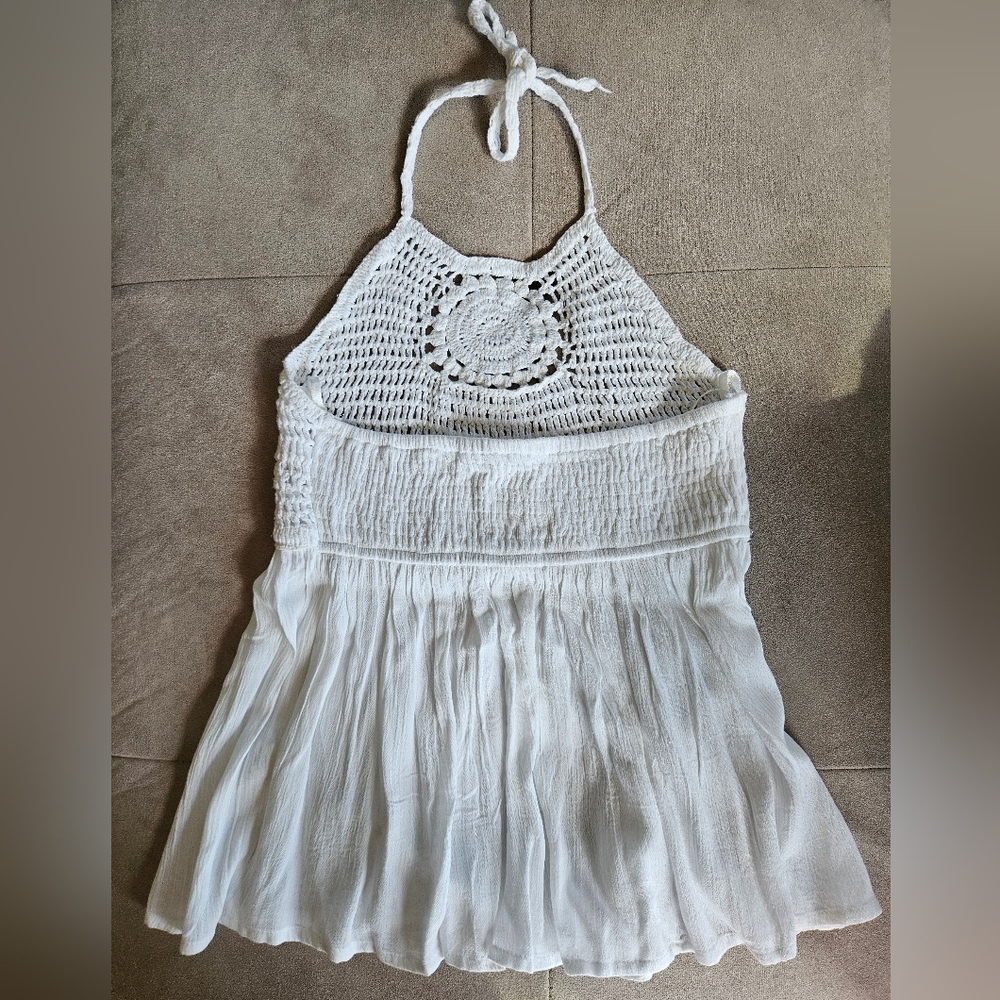 NWT Sim & Sam Crotchet Halter Top White Womens Extra Small XS - Picture 4 of 10